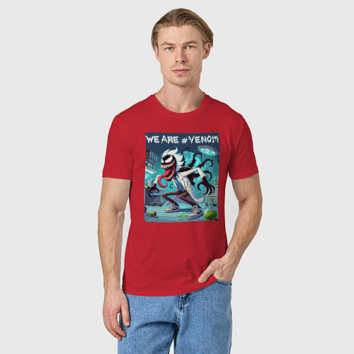 Мужская футболка Rick and Venom - ai art fantasy / Красный – фото 3