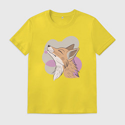 Футболка хлопковая мужская Лиса с улыбающимся выражением морды, цвет: желтый