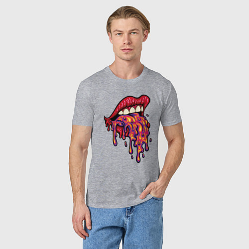Мужская футболка Crazy lips / Меланж – фото 3