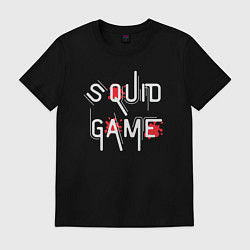 Футболка хлопковая мужская Squid game blood, цвет: черный