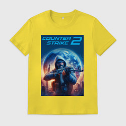 Футболка хлопковая мужская Counter Strike 2 - shooter, цвет: желтый