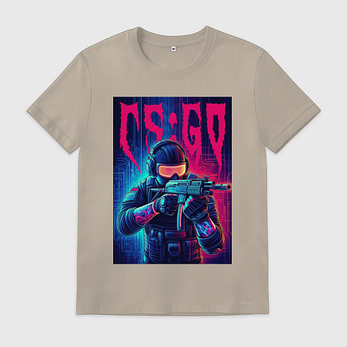 Мужская футболка Counter Strike go - neon glow / Миндальный – фото 1
