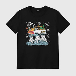 Футболка хлопковая мужская Космический автомобиль, цвет: черный