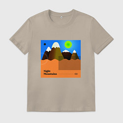 Футболка хлопковая мужская Ночные горы, цвет: миндальный