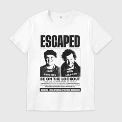 Футболка хлопковая мужская Один дома, сбежали мокрые бандиты, цвет: белый