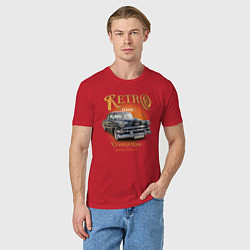 Футболка хлопковая мужская Ретро гараж и автомобиль Chevrolet 210 Deluxe, цвет: красный — фото 2