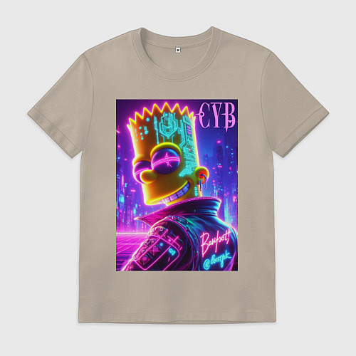 Мужская футболка Cyber Bart - neon glow / Миндальный – фото 1