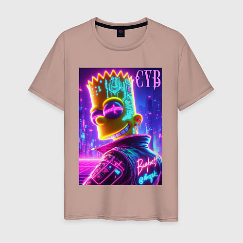 Мужская футболка Cyber Bart - neon glow / Пыльно-розовый – фото 1