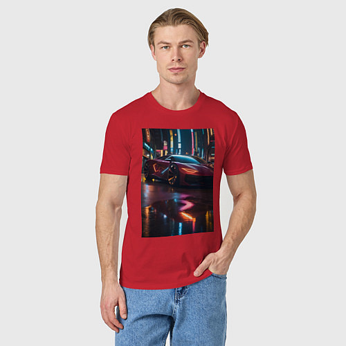 Мужская футболка Суперкар и неон / Красный – фото 3