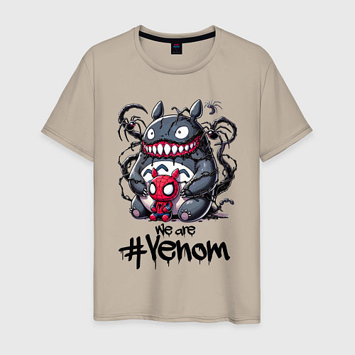 Мужская футболка Totoro-Venom and Spider-man / Миндальный – фото 1