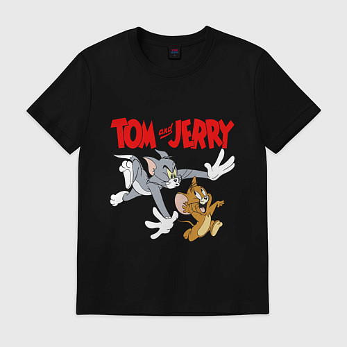 Мужская футболка Том и Джерри - погоня / Черный – фото 1