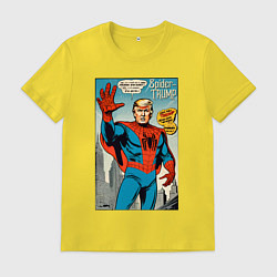 Футболка хлопковая мужская Spider-Trump - retro, цвет: желтый