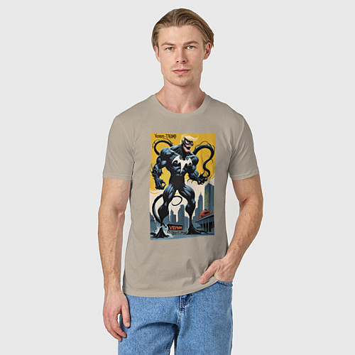 Мужская футболка Trump-Venom superhero - ai art fantasy / Миндальный – фото 3