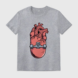 Футболка хлопковая мужская Скейт в сердце, цвет: меланж