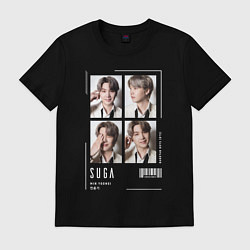 Футболка хлопковая мужская Yoongi bts 4cut, цвет: черный