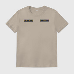 Футболка хлопковая мужская Шеврон: уже сил 0 - дедушка, цвет: миндальный