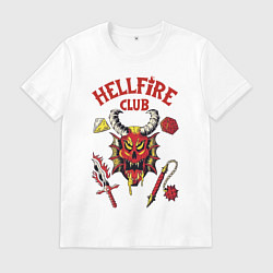 Футболка хлопковая мужская Stranger things - hellfire club, цвет: белый