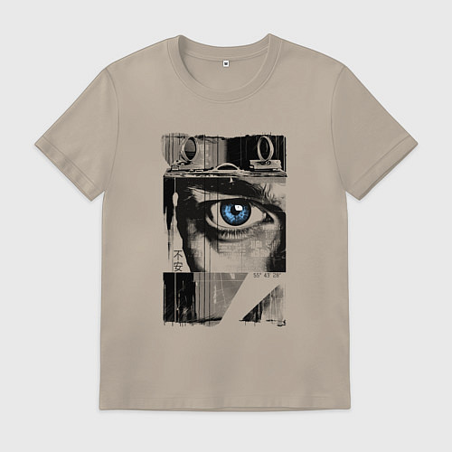Мужская футболка Тревожный взгляд / Миндальный – фото 1