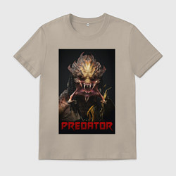 Футболка хлопковая мужская Хищник - рык, цвет: миндальный
