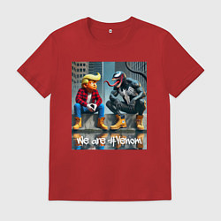 Футболка хлопковая мужская Дональд Трамп и Веном - серьёзный разговор, цвет: красный