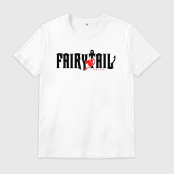 Футболка хлопковая мужская Аниме - хвост феи, цвет: белый
