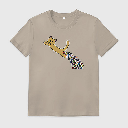 Мужская футболка Кошачьи сердечки / Миндальный – фото 1