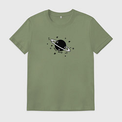 Футболка хлопковая мужская Мой мир - Сатурн для пары, цвет: авокадо