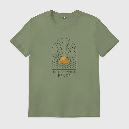 Мужская футболка Эмблема с солнцем в стиле бохо с надписью / Авокадо – фото 1