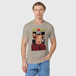 Футболка хлопковая мужская Один дома, цвет: миндальный — фото 2