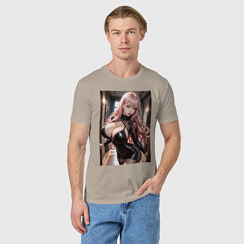 Мужская футболка Девушка в коридоре / Миндальный – фото 3