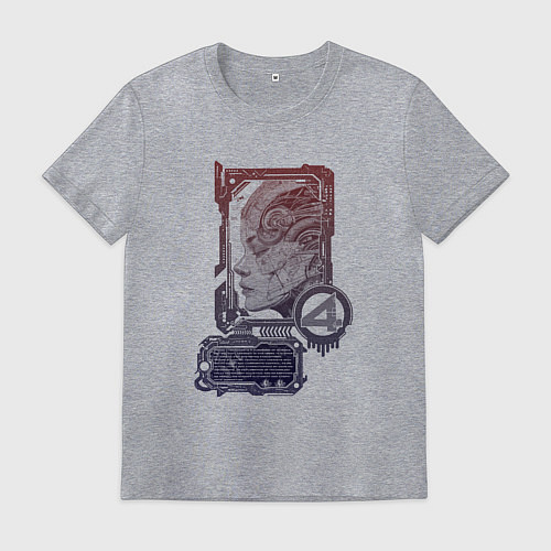 Мужская футболка Биокиборг в профиль / Меланж – фото 1