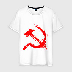 Футболка хлопковая мужская Sickle and hammer red paint, цвет: белый