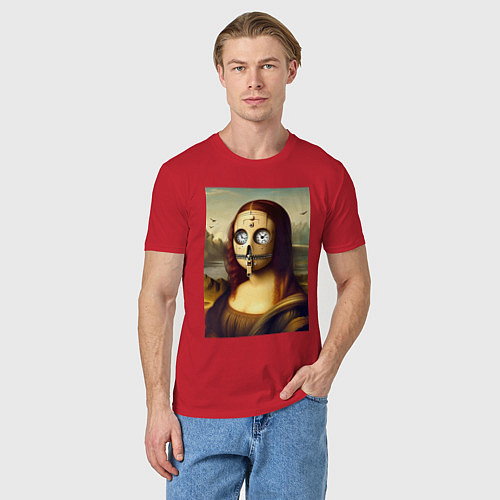 Мужская футболка Mona Lisa in a mask - steampunk / Красный – фото 3