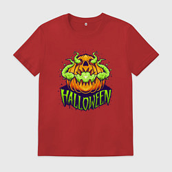 Футболка хлопковая мужская Halloween pumpkin, цвет: красный