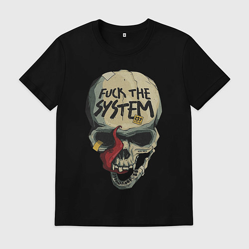 Мужская футболка Skull - fuck the system / Черный – фото 1