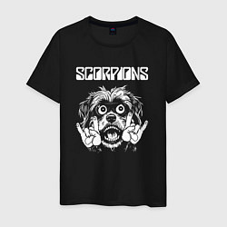 Футболка хлопковая мужская Scorpions rock dog, цвет: черный