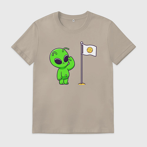 Мужская футболка Пришелец на луне / Миндальный – фото 1