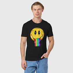 Футболка хлопковая мужская Rainbow smile, цвет: черный — фото 2