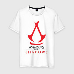 Футболка хлопковая мужская Assassins Creed Shadows - badge, цвет: белый