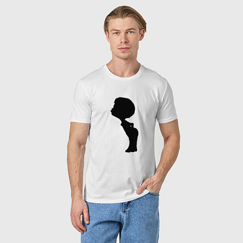 Мужская футболка Силуэт поцелуй он - для пары / Белый – фото 3