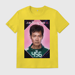 Футболка хлопковая мужская Игра в кальмара Сон Ки-Хун, цвет: желтый