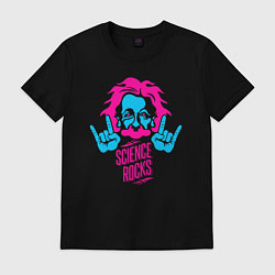 Футболка хлопковая мужская Science rocks, цвет: черный