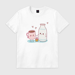 Футболка хлопковая мужская Кофе с молоком, цвет: белый