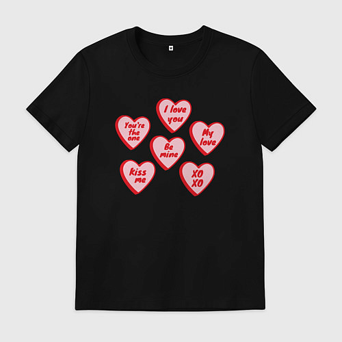 Мужская футболка Сердечки любви / Черный – фото 1