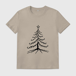 Футболка хлопковая мужская Хоррор ель, цвет: миндальный