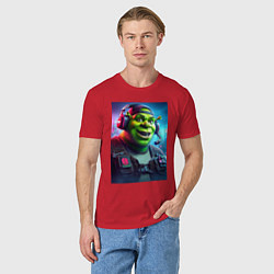 Футболка хлопковая мужская Cool Shrek - cyberpunk, цвет: красный — фото 2