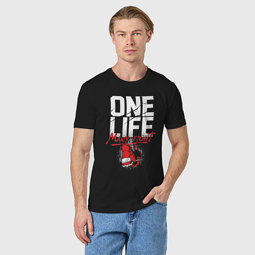 Мужская футболка One life many fight / Черный – фото 3