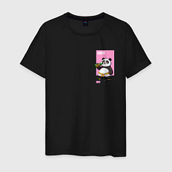 Футболка хлопковая мужская Rum Panda, цвет: черный
