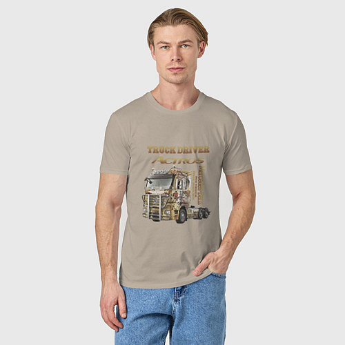 Мужская футболка Мерседес дальнобойщик / Миндальный – фото 3