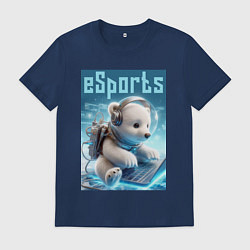 Футболка хлопковая мужская Белый медвежонок - киберспорт, цвет: тёмно-синий